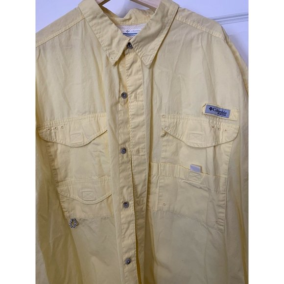 Columbia PFG Men Short Sleeve Sz XXL Yellow Button Shirt Vented - Picture 1 of 9